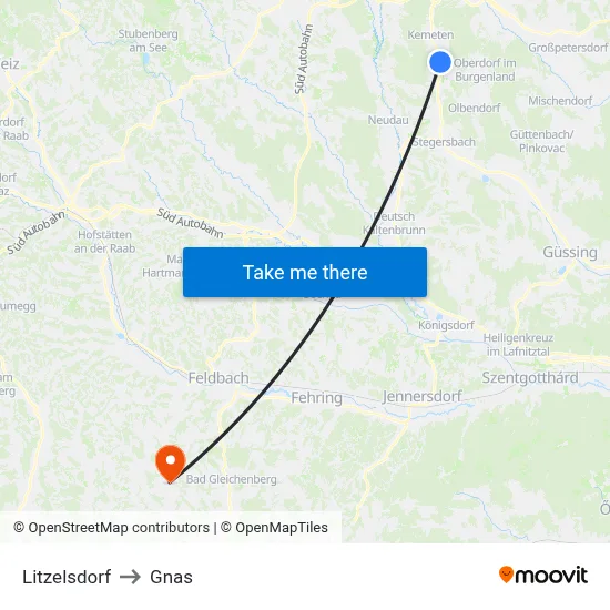 Litzelsdorf to Gnas map