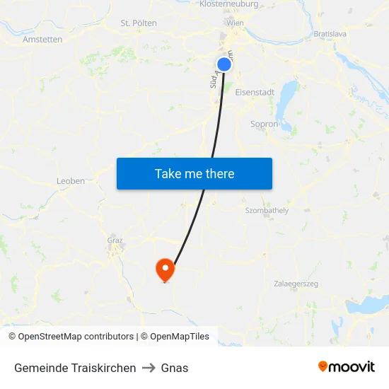 Gemeinde Traiskirchen to Gnas map