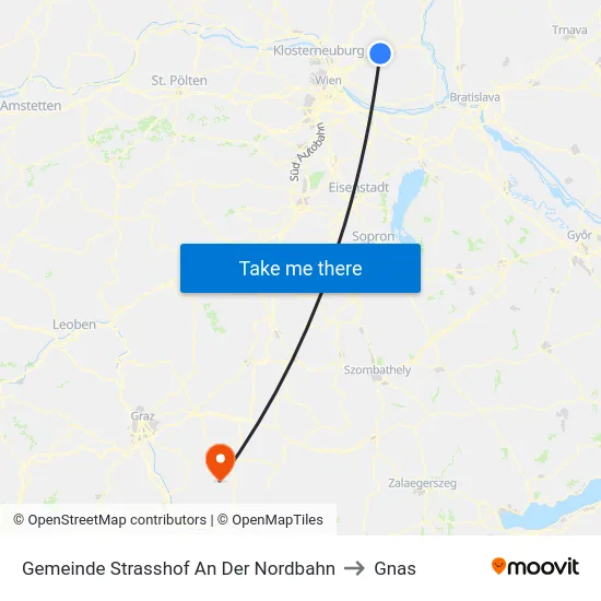 Gemeinde Strasshof An Der Nordbahn to Gnas map