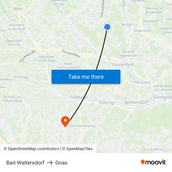 Bad Waltersdorf to Gnas map