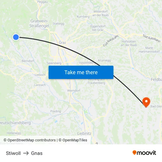 Stiwoll to Gnas map