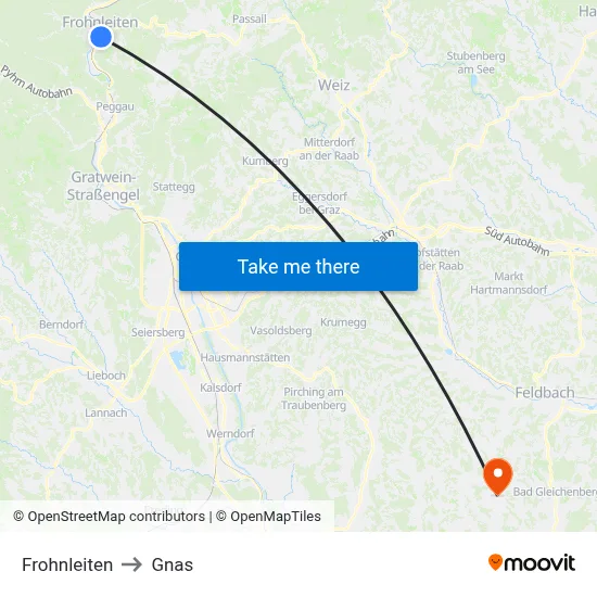 Frohnleiten to Gnas map
