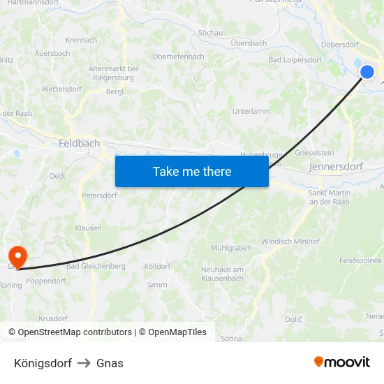 Königsdorf to Gnas map