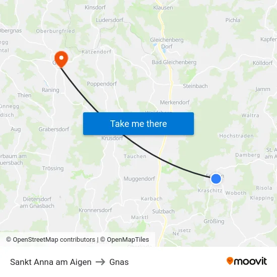 Sankt Anna am Aigen to Gnas map