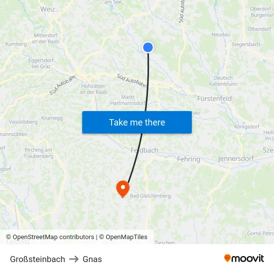 Großsteinbach to Gnas map