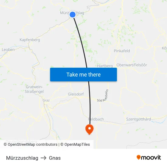 Mürzzuschlag to Gnas map