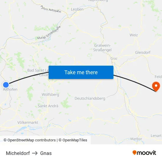 Micheldorf to Gnas map