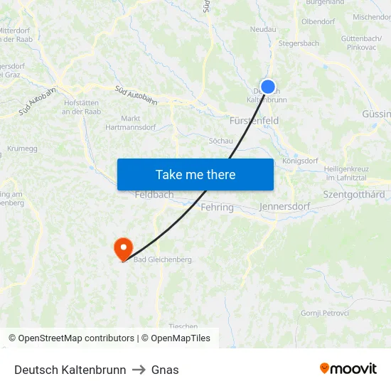 Deutsch Kaltenbrunn to Gnas map