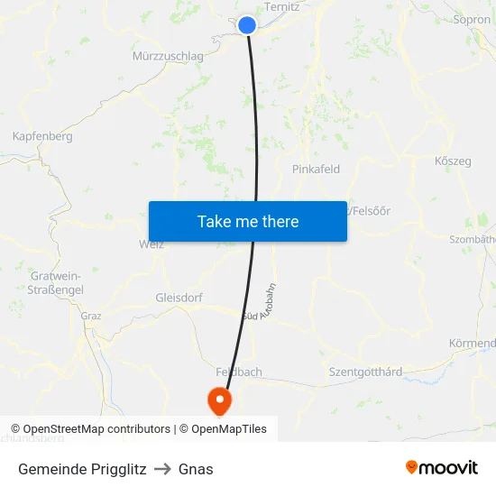 Gemeinde Prigglitz to Gnas map