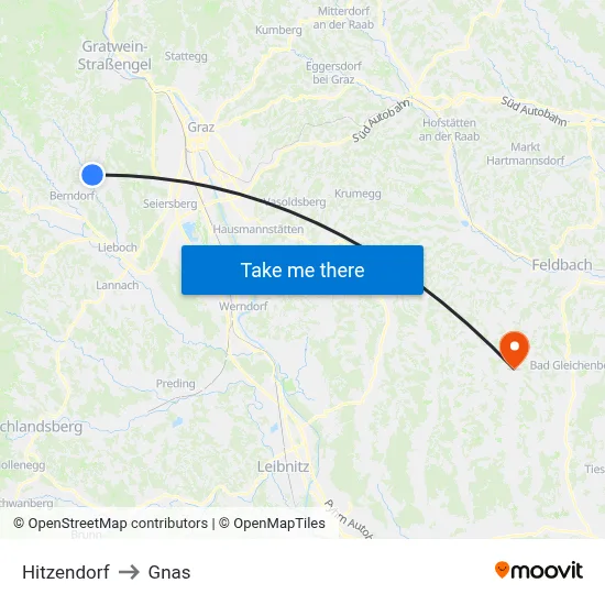 Hitzendorf to Gnas map