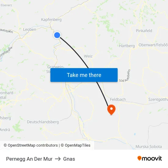 Pernegg An Der Mur to Gnas map