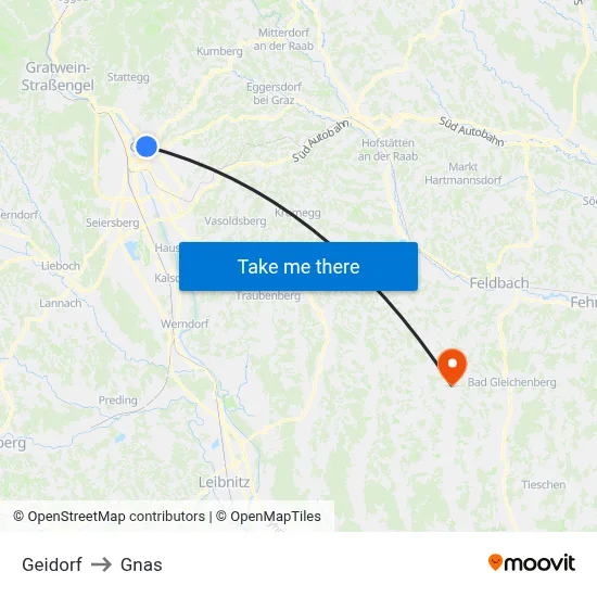 Geidorf to Gnas map