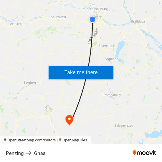 Penzing to Gnas map