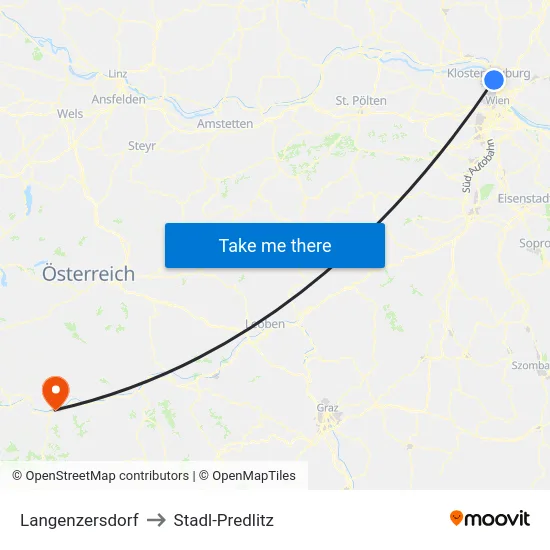 Langenzersdorf to Stadl-Predlitz map