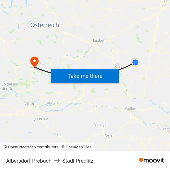 Albersdorf-Prebuch to Stadl-Predlitz map