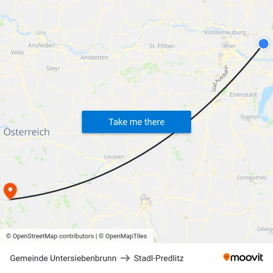 Gemeinde Untersiebenbrunn to Stadl-Predlitz map