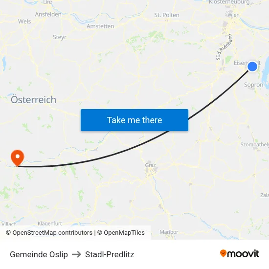 Gemeinde Oslip to Stadl-Predlitz map