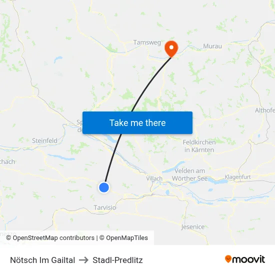 Nötsch Im Gailtal to Stadl-Predlitz map
