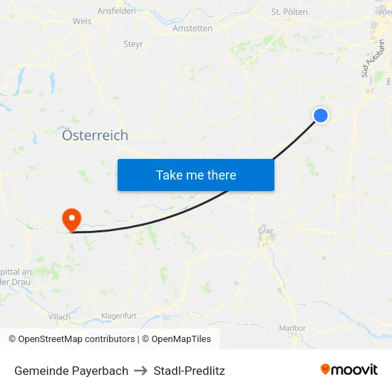 Gemeinde Payerbach to Stadl-Predlitz map