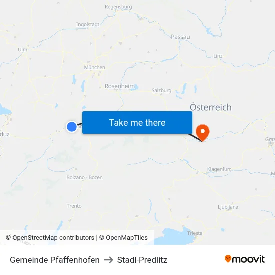 Gemeinde Pfaffenhofen to Stadl-Predlitz map