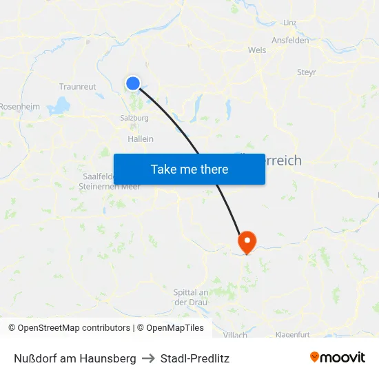 Nußdorf am Haunsberg to Stadl-Predlitz map
