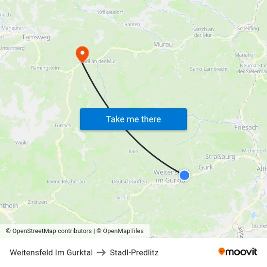 Weitensfeld Im Gurktal to Stadl-Predlitz map