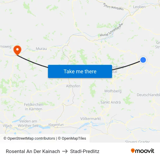 Rosental An Der Kainach to Stadl-Predlitz map