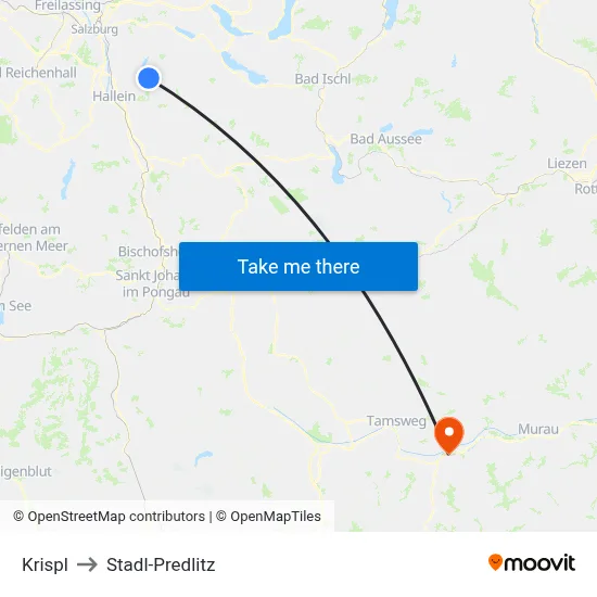 Krispl to Stadl-Predlitz map
