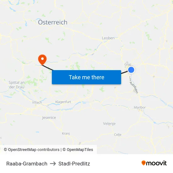 Raaba-Grambach to Stadl-Predlitz map