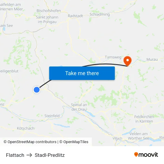 Flattach to Stadl-Predlitz map