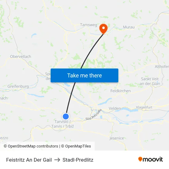 Feistritz An Der Gail to Stadl-Predlitz map