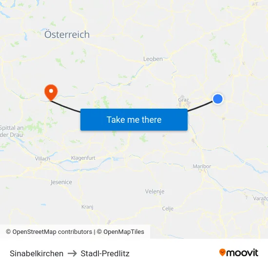 Sinabelkirchen to Stadl-Predlitz map