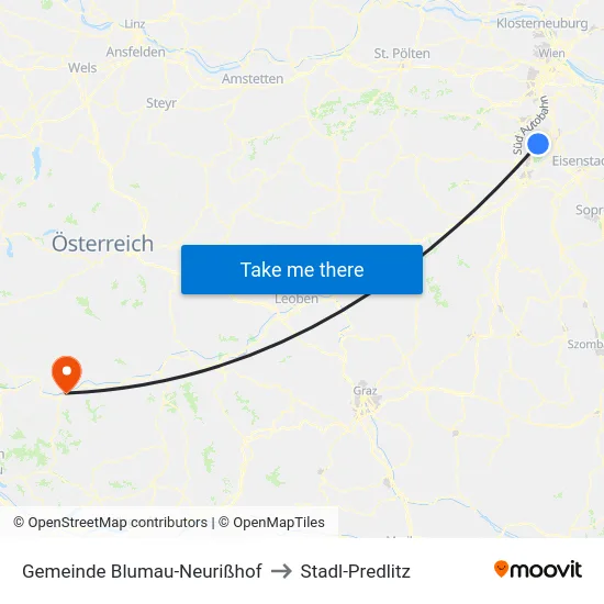 Gemeinde Blumau-Neurißhof to Stadl-Predlitz map
