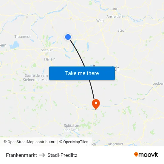 Frankenmarkt to Stadl-Predlitz map