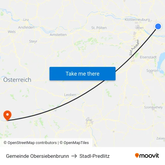 Gemeinde Obersiebenbrunn to Stadl-Predlitz map