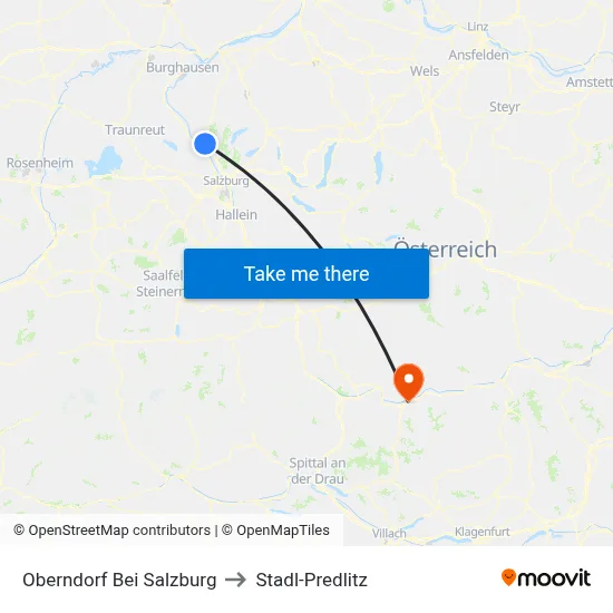Oberndorf Bei Salzburg to Stadl-Predlitz map