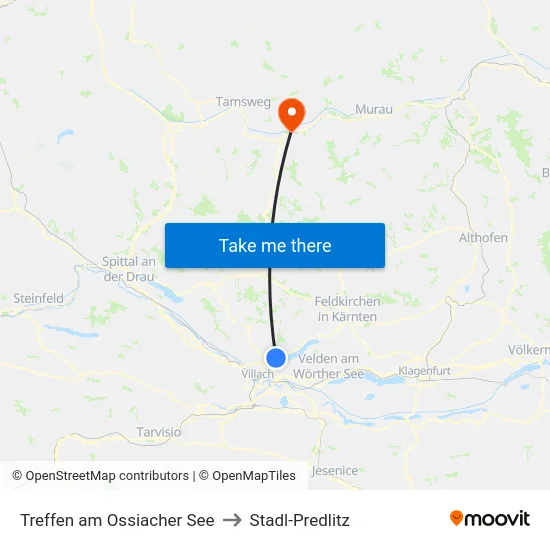 Treffen am Ossiacher See to Stadl-Predlitz map