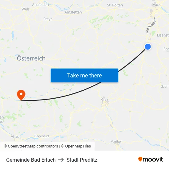 Gemeinde Bad Erlach to Stadl-Predlitz map
