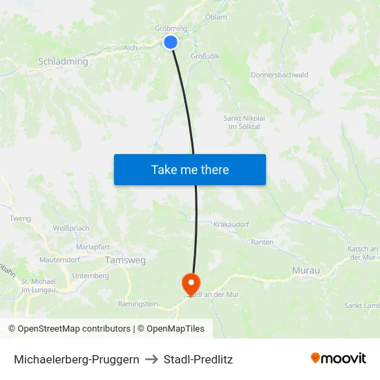 Michaelerberg-Pruggern to Stadl-Predlitz map