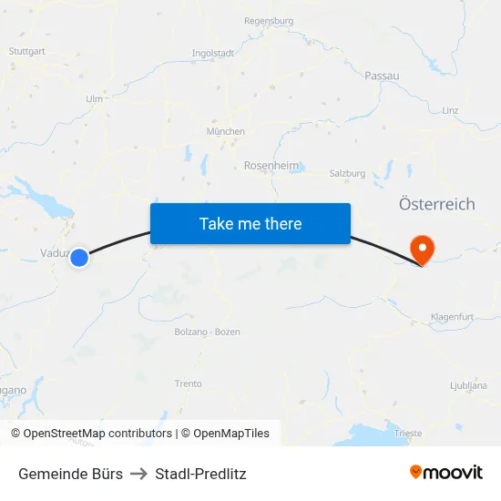 Gemeinde Bürs to Stadl-Predlitz map