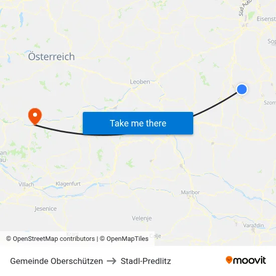 Gemeinde Oberschützen to Stadl-Predlitz map