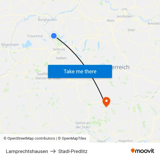 Lamprechtshausen to Stadl-Predlitz map