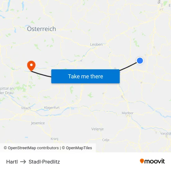 Hartl to Stadl-Predlitz map