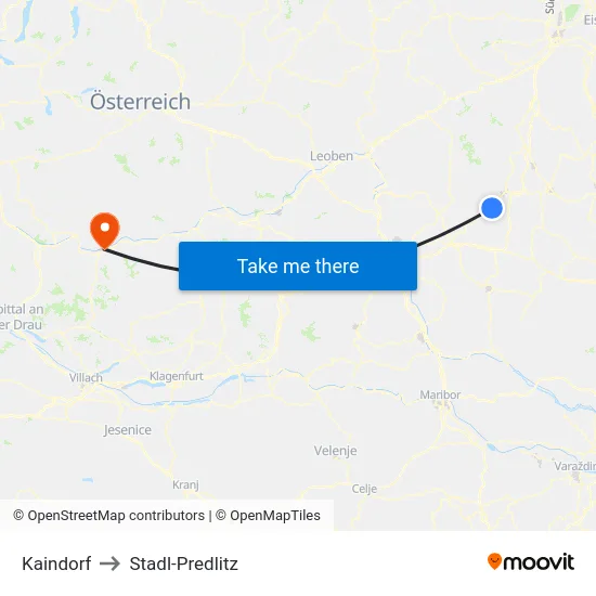 Kaindorf to Stadl-Predlitz map