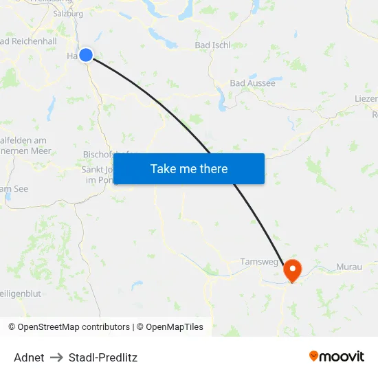 Adnet to Stadl-Predlitz map
