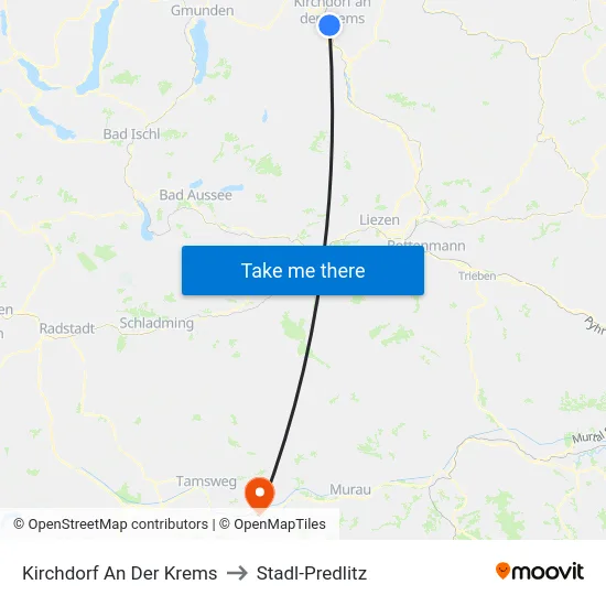 Kirchdorf An Der Krems to Stadl-Predlitz map