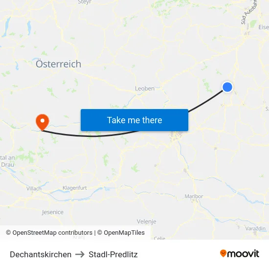 Dechantskirchen to Stadl-Predlitz map