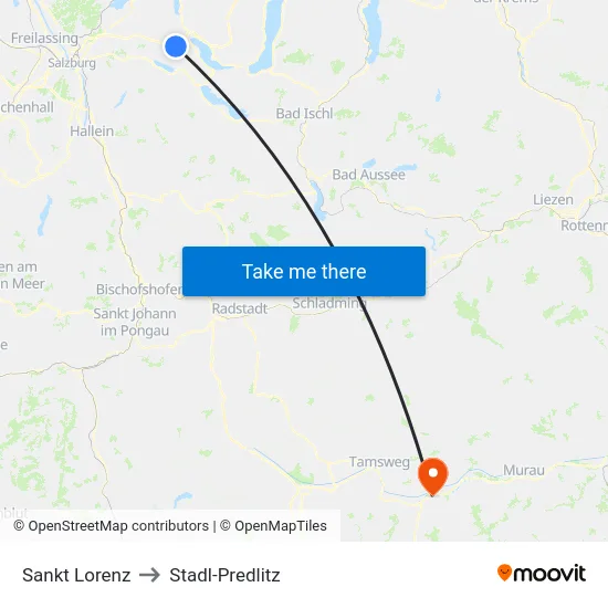 Sankt Lorenz to Stadl-Predlitz map