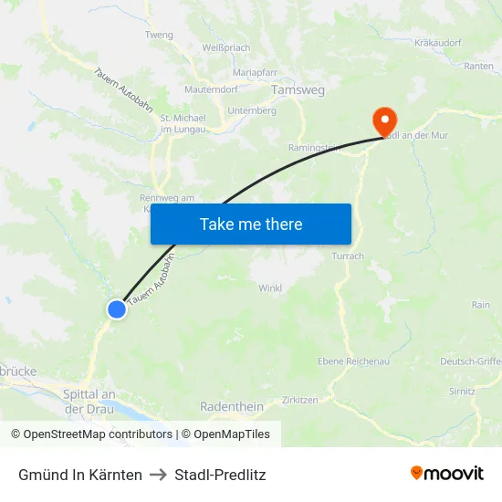 Gmünd In Kärnten to Stadl-Predlitz map