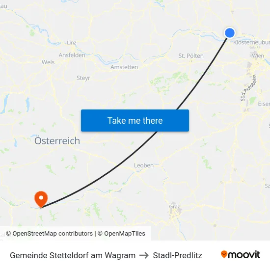 Gemeinde Stetteldorf am Wagram to Stadl-Predlitz map